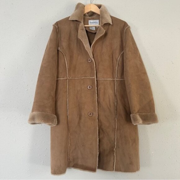 Pamela McCoy Jackets & Blazers - Pamela McCoy Faux Suede Faux Fur Trim Tan Brown Coat Winter Fall Retro 70s